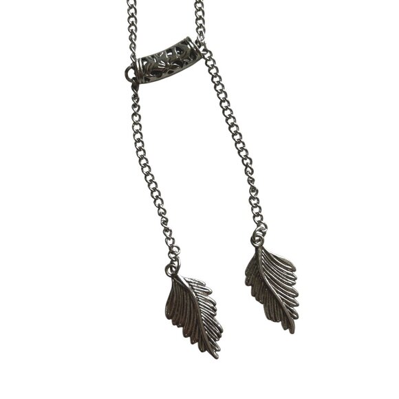 Silver-Tone Leaf Pendant Necklace With Long Chain & Lobster Clasp - Picture 5 of 5
